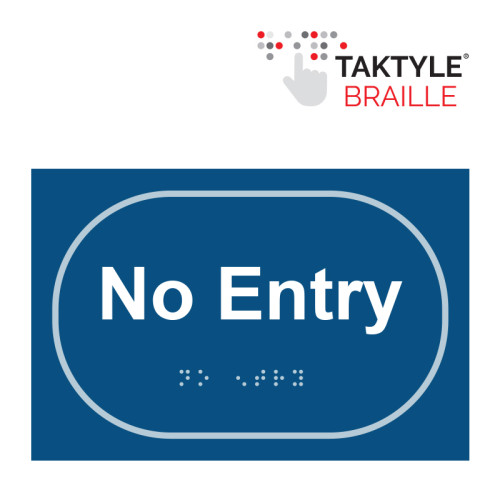 'No Entry' Sign, Self Adhesive Taktyle, White (225mm x 150mm)