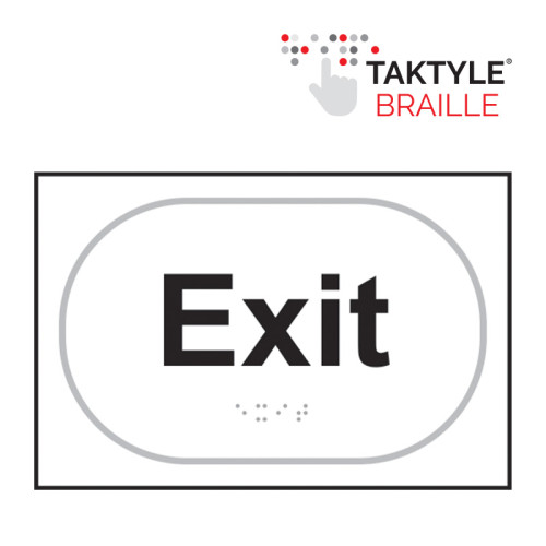'Exit' Sign, Self Adhesive Taktyle, White (225mm x 150mm)