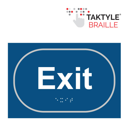 'Exit' Sign, Self Adhesive Taktyle, Blue (225mm x 150mm)