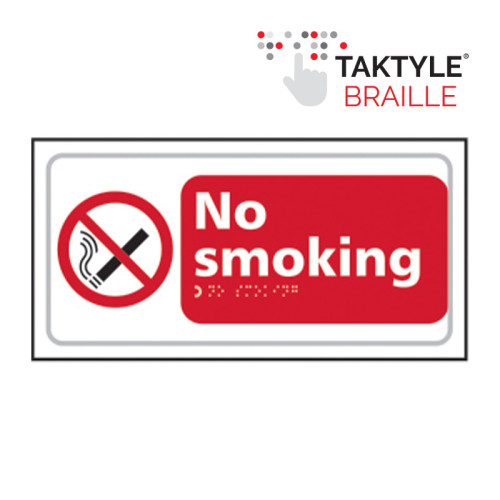 'No Smoking' Sign, Self Adhesive Taktyle (300mm x 150mm)