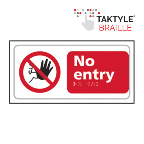 'No Entry' Sign, Self Adhesive Taktyle (300mm x 150mm)