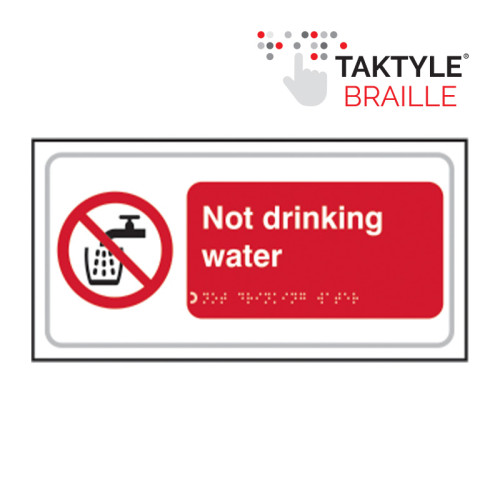 'Not Drinking Water' Sign, Self Adhesive Taktyle (300mm x 150mm)