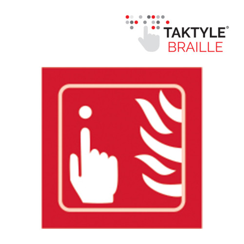 'Fire Alarm Graphic' Sign, Self Adhesive Taktyle (150mm x 150mm)