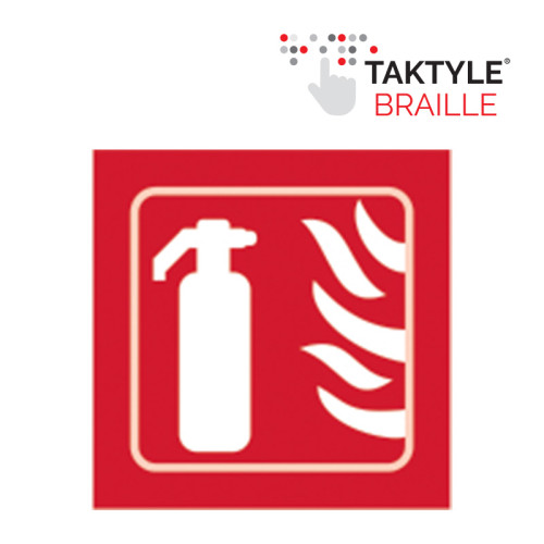 'Fire Extinguisher Graphic' Sign, Self Adhesive Taktyle (150mm x 150mm)