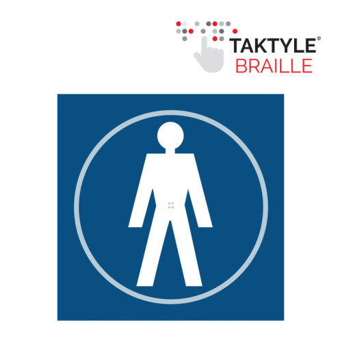 'Gentlemen Graphic' Sign, Self Adhesive Taktyle , Blue (150mm x 150mm)