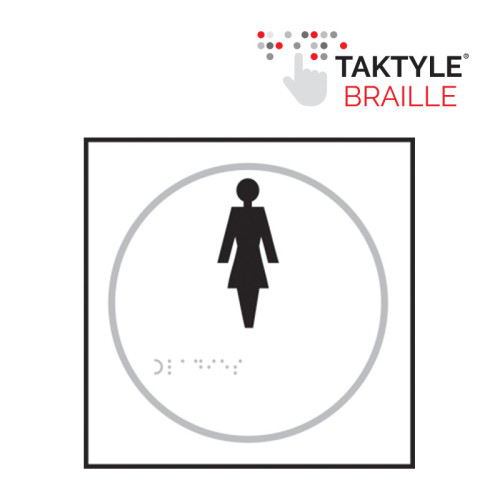'Ladies Graphic' Sign, Self Adhesive Taktyle , White (150mm x 150mm)
