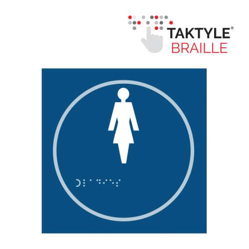 'Ladies Graphic' Sign, Self Adhesive Taktyle , Blue (150mm x 150mm)