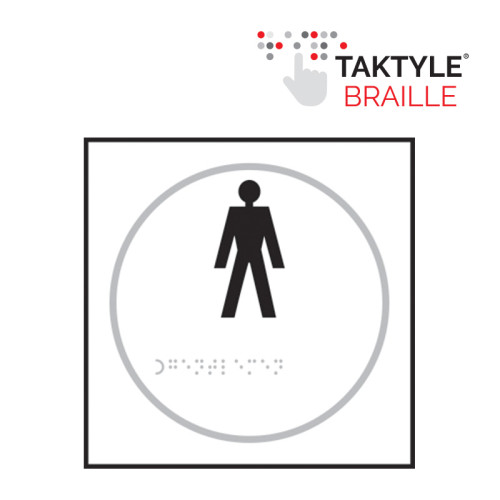 'Gentlemen Graphic' Sign, Self Adhesive Taktyle , White (150mm x 150mm)