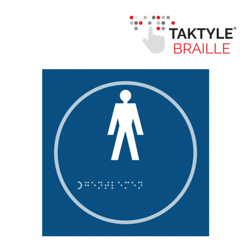 'Gentlemen Graphic' Sign, Self Adhesive Taktyle , Blue (150mm x 150mm)