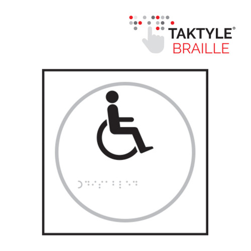 'Disabled Symbol' Sign, Self Adhesive Taktyle , White (150mm x 150mm)