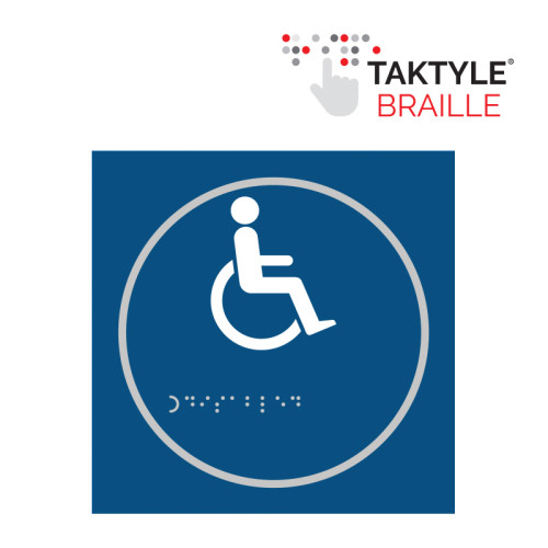 'Disabled Symbol' Sign, Self Adhesive Taktyle , Blue (150mm x 150mm)