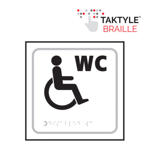 'Disabled Wc Symbol' Sign, Self Adhesive Taktyle , White (150mm x 150mm)