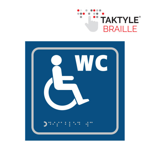 'Disabled Wc Symbol' Sign, Self Adhesive Taktyle, Blue (150mm x 150mm)