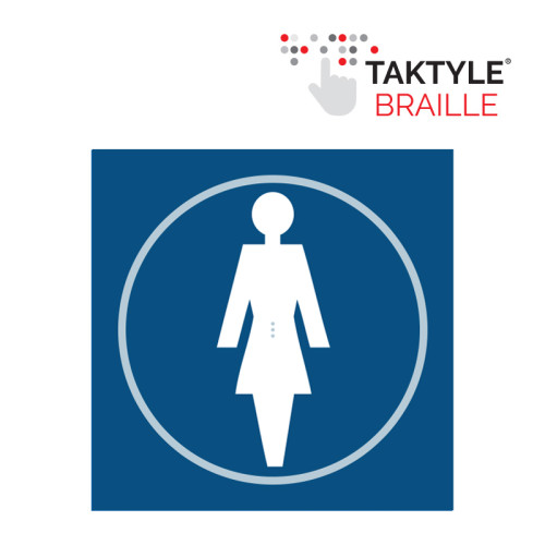 'Ladies Graphic' Sign, Self Adhesive Taktyle, Blue (150mm x 150mm)