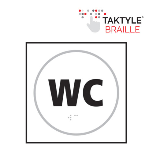 'Wc' Sign, Self Adhesive Taktyle, White (150mm x 150mm)