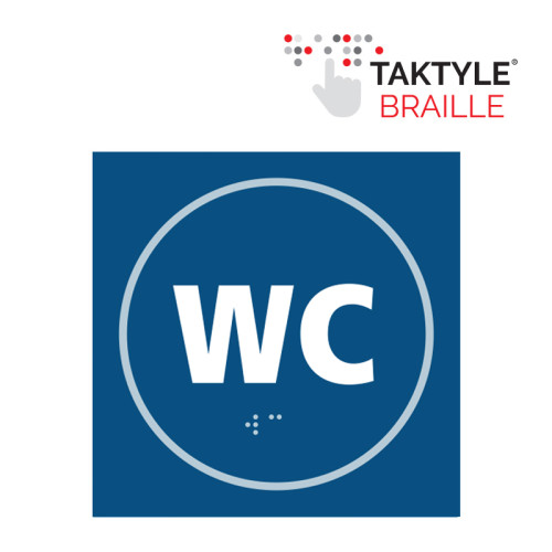 'Wc' Sign, Self Adhesive Taktyle, Blue (150mm x 150mm)