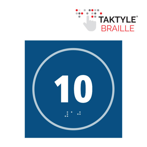 'Number 10' Sign, Self Adhesive Taktyle, Blue (150mm x 150mm)