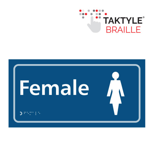 'Female' Sign, Self Adhesive Taktyle, Blue (300mm x 150mm)