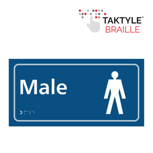 'Male' Sign, Self Adhesive Taktyle, Blue (300mm x 150mm)
