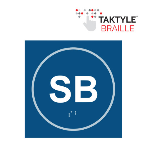 'Sb (Text)' Sign, Self Adhesive Taktyle, Blue (150mm x 150mm)