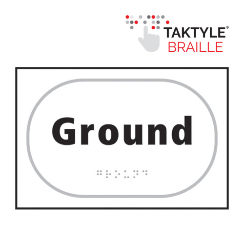 'Ground' Sign, Self Adhesive Taktyle, White (225mm x 150mm)