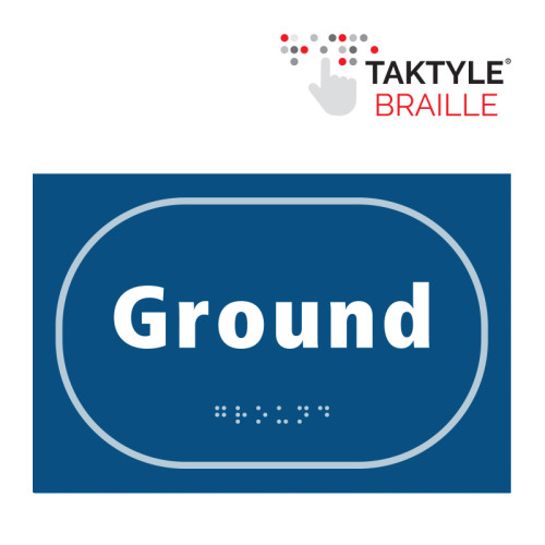 'Ground' Sign, Self Adhesive Taktyle, Blue (225mm x 150mm)