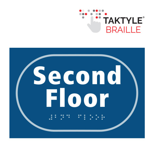 'Second Floor' Sign, Self Adhesive Taktyle, Blue (225mm x 150mm)