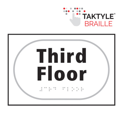 'Third Floor' Sign, Self Adhesive Taktyle, White (225mm x 150mm)