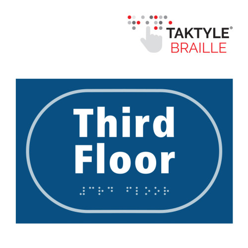'Third Floor' Sign, Self Adhesive Taktyle, Blue (225mm x 150mm)