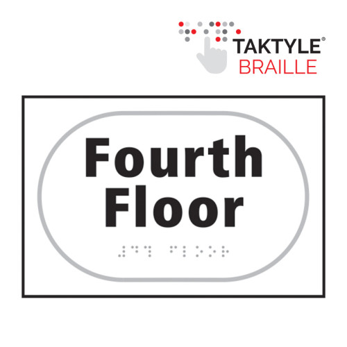 'Fourth Floor' Sign, Self Adhesive Taktyle, White (225mm x 150mm)
