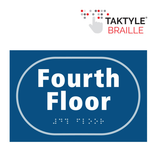 'Fourth Floor' Sign, Self Adhesive Taktyle, Blue (225mm x 150mm)