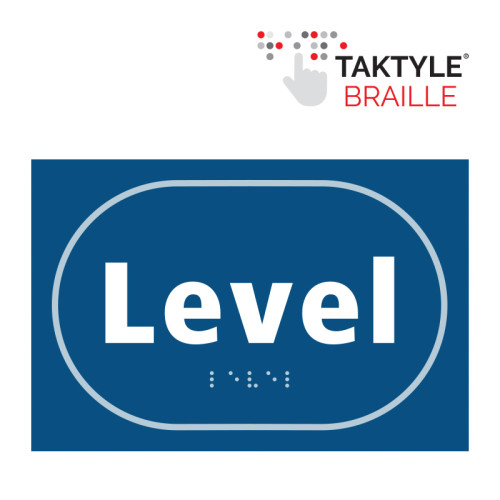 'Level' Sign, Self Adhesive Taktyle, Blue (225mm x 150mm)