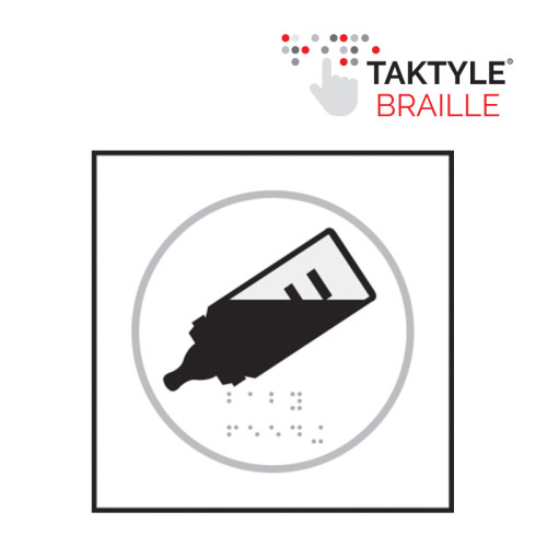 'Baby Bottle Graphic' Sign, Self Adhesive Taktyle, White (150mm x 150mm)