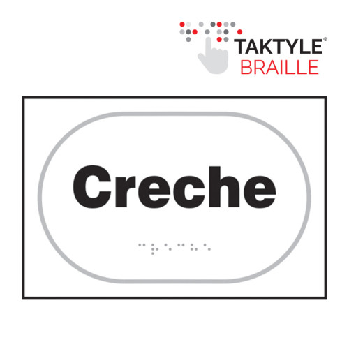 'Creche' Sign, Self Adhesive Taktyle, White (225mm x 150mm)