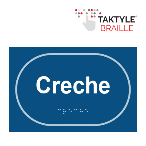 'Creche' Sign, Self Adhesive Taktyle, Blue (225mm x 150mm)