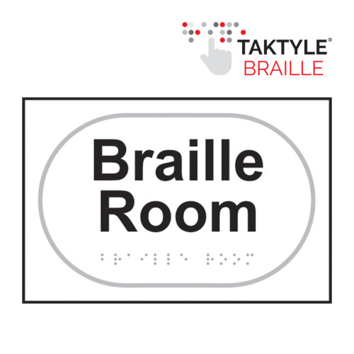 'Braille Room' Sign, Self Adhesive Taktyle, White (225mm x 150mm)