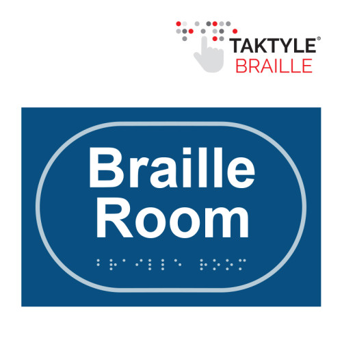'Braille Room' Sign, Self Adhesive Taktyle, Blue (225mm x 150mm)