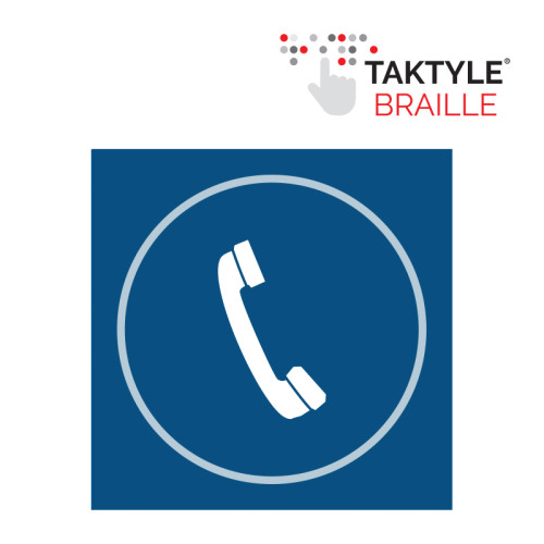 'Telephone Graphic' Sign, Self Adhesive Taktyle, Blue (150mm x 150mm)
