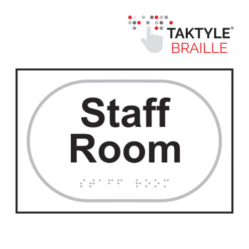 'Staff Room' Sign, Self Adhesive Taktyle, White (225mm x 150mm)