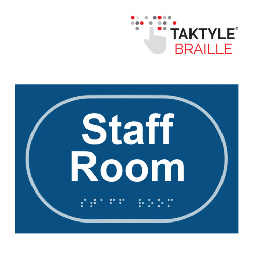 'Staff Room' Sign, Self Adhesive Taktyle, Blue (225mm x 150mm)