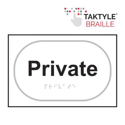 'Private' Sign, Self Adhesive Taktyle, White (225mm x 150mm)