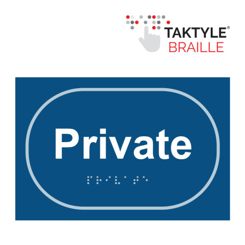 'Private' Sign, Self Adhesive Taktyle, Blue (225mm x 150mm)