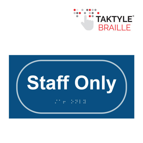 'Staff Only' Sign, Self Adhesive Taktyle, Blue (300mm x 150mm)