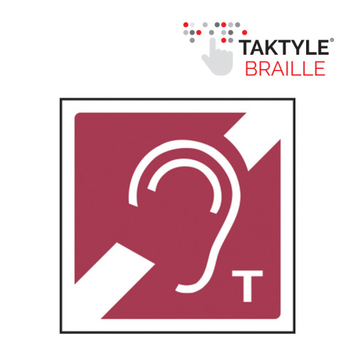 'Ear Symbol' Sign, Self Adhesive Taktyle (150mm x 150mm)