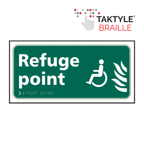 'Refuge Point' Sign, Self Adhesive Taktyle, (300mm x 150mm)