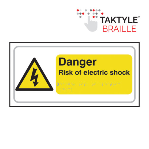 'Danger Risk Of Electric Shock' Sign, Taktyle , (300mm x 150mm)
