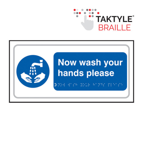 'Now Wash Your Hands Please' Sign, Taktyle, (300mm x 150mm)