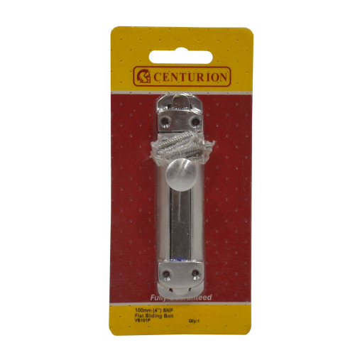 Flat Slide Bolt, Satin Nickel, 100mm