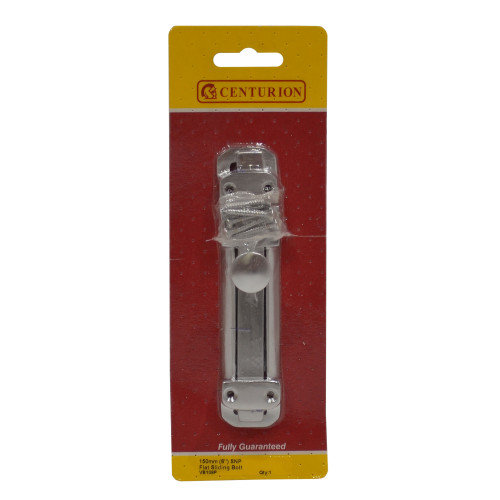Flat Slide Bolt, Satin Nickel, 150mm