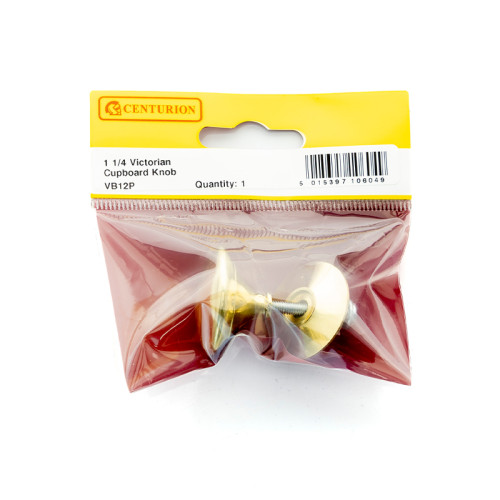 Victorian Cupboard Knobs, Polished Brass, 32mm Dia.